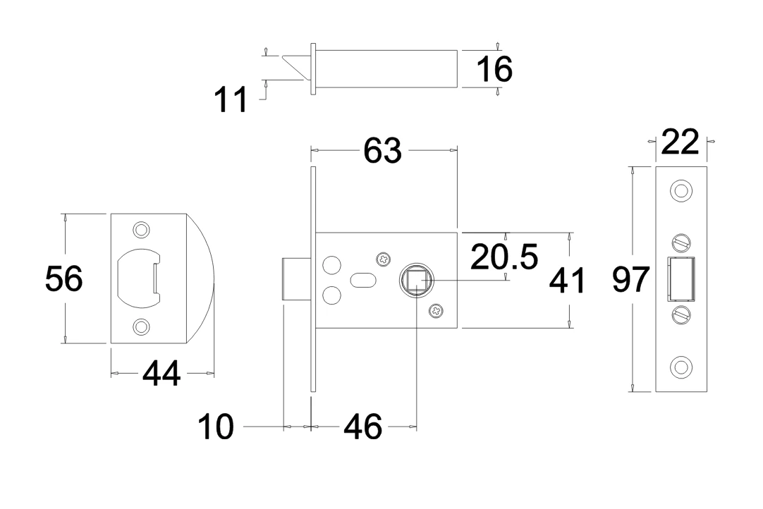 Jacksons JM46 & JM46R - Squared Mortice Latch B46mm - Rebate Available 2 Jacksons JM46 & JM46R - Squared Mortice Latch B46mm - Rebate Available - Image 2