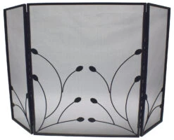 FireUp - Fireplace Accessories - 3 Fold Leaf Design Firescreen