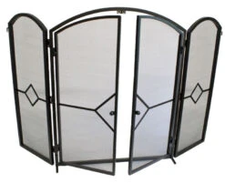 FireUp - Fireplace Accessories - 3 Fold Art Deco Firescreen With Gate