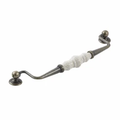 Momo Handles - Trianon - White & Ivory Crackle Porcelain Drop Bale Handle 224mm