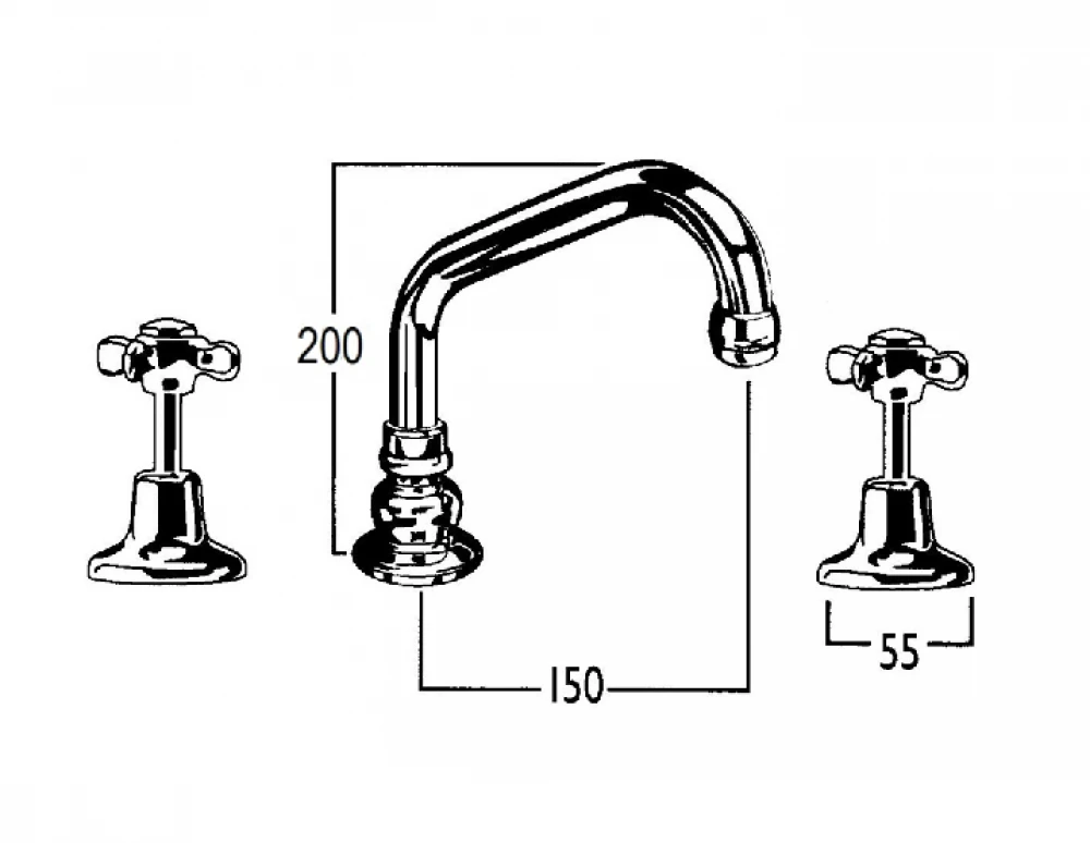 CB Ideal - Heritage - Basin Set With Swivel Upswept Outlet 2 CB Ideal - Heritage - Basin Set With Swivel Upswept Outlet - Image 2