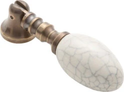 TradCo - Crazed Ivory Porcelain Teardrop Cabinet Handle DR65mm