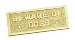 Superior Brass - Decorative Sign - 'Beware Of Dogs'