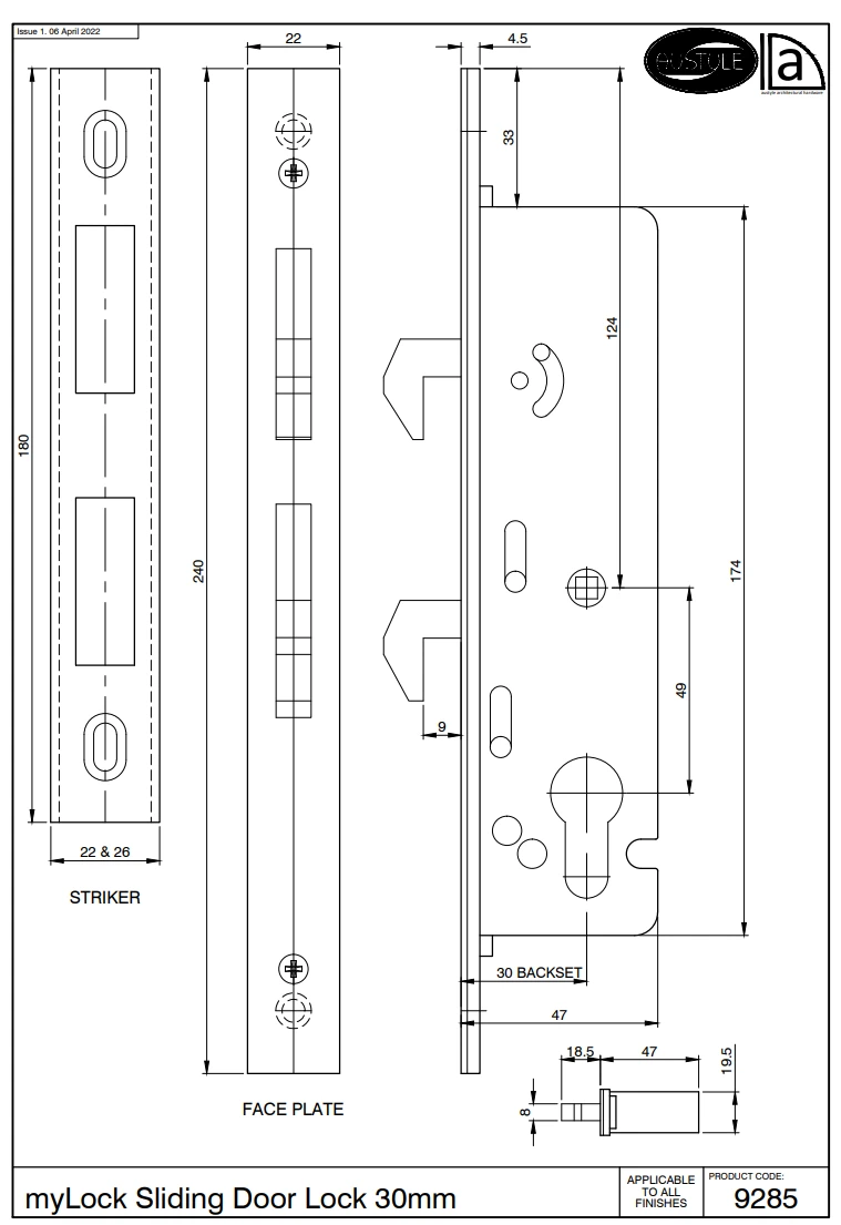 Austyle - MyLOCK Security Cavity Sliding Door Euro Deadbolt & Privacy B30mm 2 Austyle - MyLOCK Security Cavity Sliding Door Euro Deadbolt & Privacy B30mm - Image 2