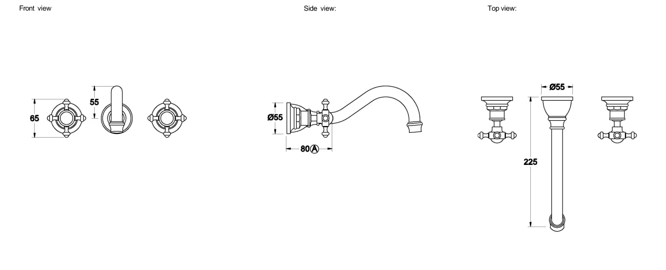 Brodware - Winslow - Wall Set With 220mm Spout 1.8106.00.2.01+ 6 Brodware - Winslow - Wall Set With 220mm Spout 1.8106.00.2.01+ - Image 6