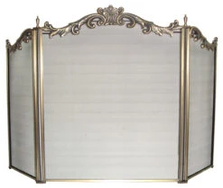 FireUp - Fireplace Accessories - 3 Fold Antique Brass Design Firescreen