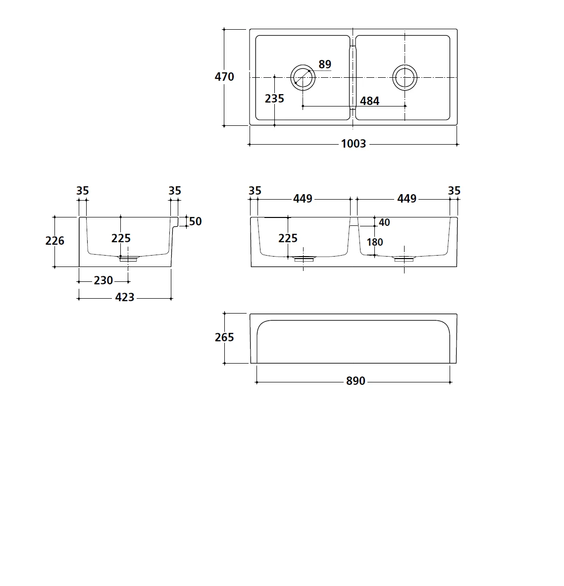Turner Hastings - Butler - Patri 100 X 47 Fine Fireclay Double Sink 3 Turner Hastings - Butler - Patri 100 X 47 Fine Fireclay Double Sink - Image 3