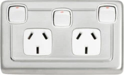 TradCo - Double Powerpoint Socket With Switch H72xW115mm